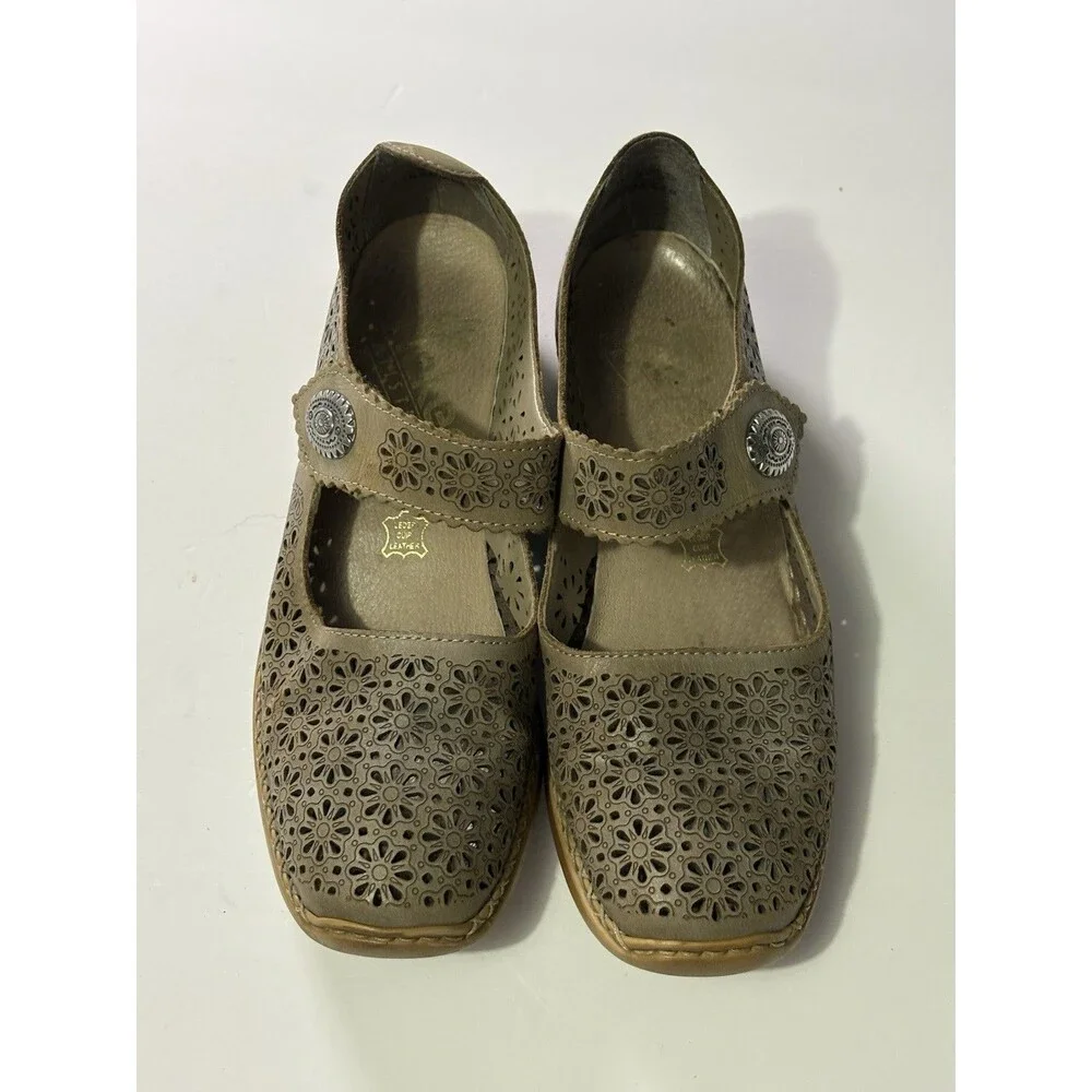 Rieker Antistress Womens Mirjam Leather Mary Jane Heels Sz 38 US 7.5 Comfort